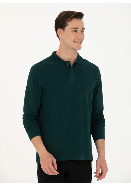 Polo Yaka Koyu Yeşil Erkek Sweatshırt GTP01SK023 modelleri
