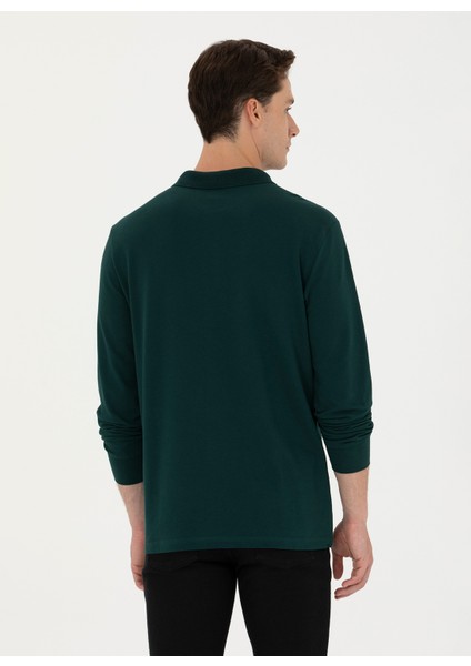 Polo Yaka Koyu Yeşil Erkek Sweatshırt GTP01SK023 indirimleri