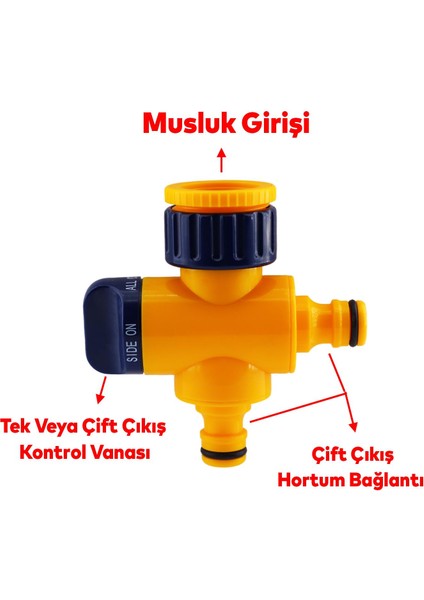 Çift Yönlü Hortum Bağlantı Aparatı Sulama Ara Bağlantı Ekleme Çift Yönlü Musluk Bağlantı Eki DY8906