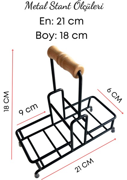 Metal Standlı Ahşap Detaylı Banyo Seti - Sıvı Sabunluk Katı Sabunluk Diş Fırçalık