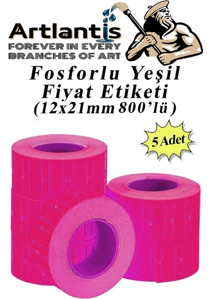 Fiyat Etiketi Pembe 800'LÜ 5 Paket 12X21MM Fosforlu Pembe Fiyat Etiketi MX-5500 M5500 HG979 Motex Etiket Makinesi Yedeğiart