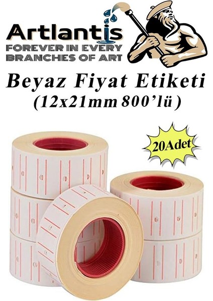 Fiyat Etiketi Beyaz 800'LÜ 20 Paket 12X21MM Beyaz Fiyat Etiketi MX-5500 M5500 HG979 Motex Etiket Makinesi Yedeği