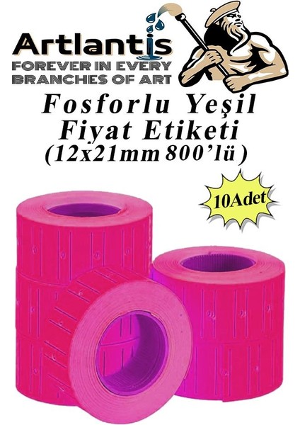 Fiyat Etiketi Pembe 800'LÜ 10 Paket 12X21MM Fosforlu Pembe Fiyat Etiketi MX-5500 M5500 HG979 Motex Etiket Makinesi Yedeği