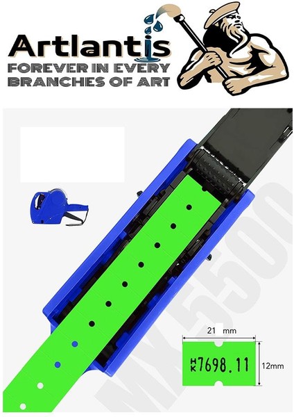 Fiyat Etiketi Yeşil 800'LÜ 5 Paket 12X21MM Fosforlu Yeşil Fiyat Etiketi MX-5500 M5500 HG979 Motex Etiket Makinesi Yedeği