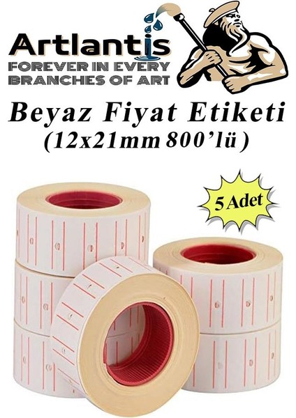 Fiyat Etiketi Beyaz 800'LÜ 5 Paket 12X21MM Beyaz Fiyat Etiketi MX-5500 M5500 HG979 Motex Etiket Makinesi Yedeğiart