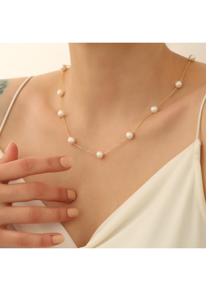 925 Ayar Gümüş Creamrose Tatlısu Incisi Kolye-8mm