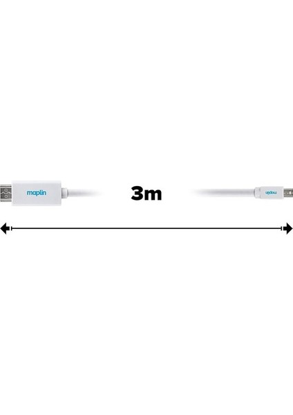 Mini Displaypot To HDMI Kablo 3 Metre Beyaz