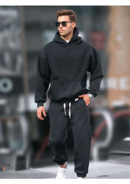 Erkek Oversize 3 Iplik Paçası Lastikli Eşofman Takımı