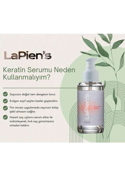 İnce Kırılgan Cansız Saçlar Güçlendirici Hacim Veren Buğday Proteini Içeren Keratin Serum 100 ml