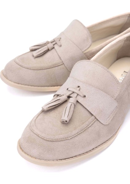Kadın Vegan Bej Loafer Ayakkabı 817 24-102 Bn Ayk Y24 Bej Suet
