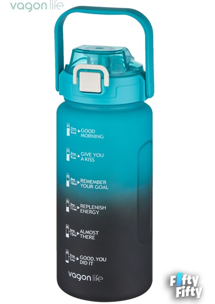 2'li Ekonomik Motivasyon Matara Seti 1500 ml Büyük Boy 4 Farklı Renk Seçeneği Fiftyfifty fırsatları