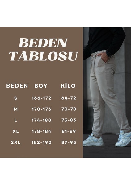 Erkek Jagger Pantolon Klasik Duble Paça Detaylı Jogger Likralı Erkek Kumaş Pantolon