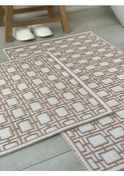 Lyon Doğal Pamuklu 2'li Banyo Paspas Seti 60X100+50X60 cm Bej fiyatları