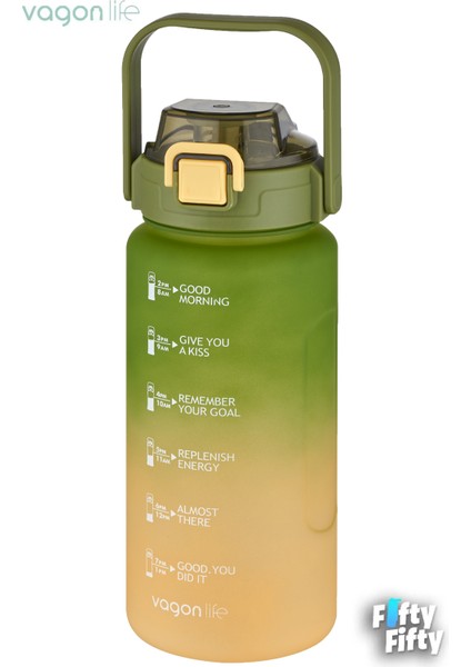 2'li Ekonomik Motivasyon Matara Seti 1500 ml Büyük Boy 4 Farklı Renk Seçeneği Fiftyfifty modelleri