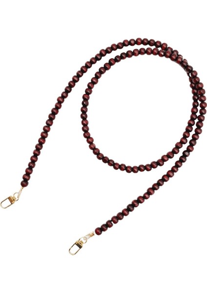 120 cm Kızıl Kahve Renk 8 mm Ahşap Boncuklu Çanta Sapı Light Gold Metalli fiyatları