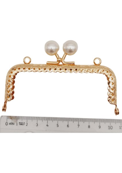 10.5 cm Incili Dikdörtgen Cüzdan Çanta Klipsi Bursu Light Gold Metalli fiyatları