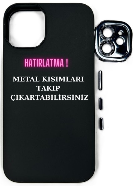 iPhone 12 Pro Max Siyah Metal Kamera Korumalı Silikon Kılıf