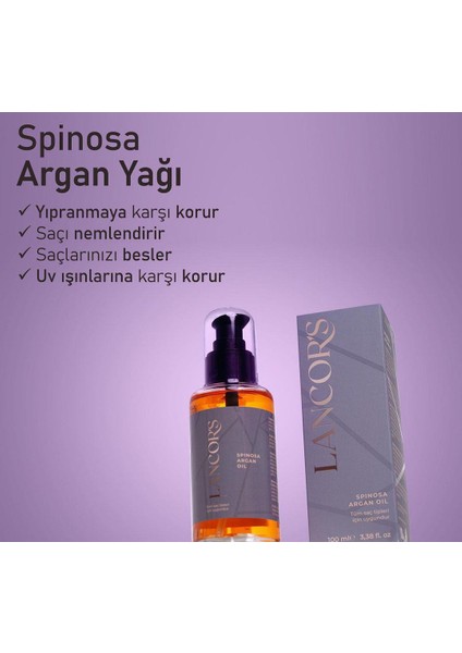 Lancors Yıpranmış ve Işlem Görmüş Saçlar Için Besleyici Onarıcı Argan Özlü Saç Bakım Yağı 100 ml