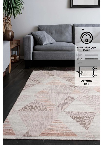 Görkem , Glorıa Gördes Polyester Saçaklı Pamuk Tabanlı Lazer Kesimli Salon Oturma Odası Mekan Halısı