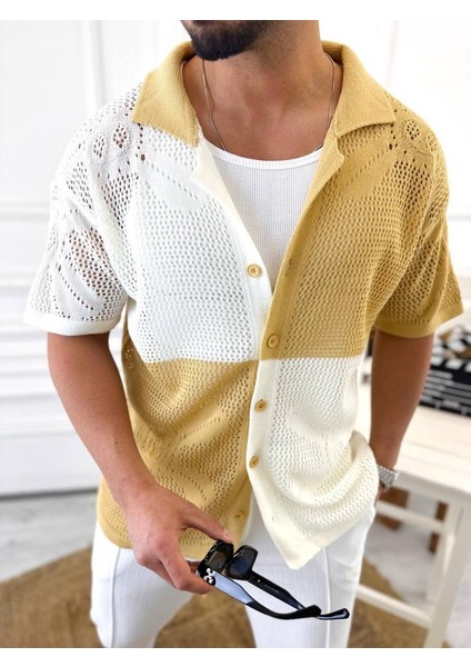 Gömlek Oversize Pamuklu Terletmez Kumaş Fileli Italyan Yaka Kısa Kollu Gömlek indirimleri