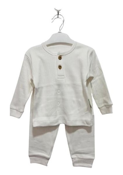 Dünyası Ahşap Düğmeli Alt Üst Takım Bebek Pijama Takım