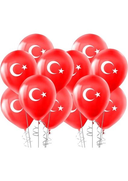 Türk Bayraklı Çift Taraflı Balon 10lu Set