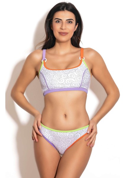 Kadın Dijital Desenli Askılı Bikini Takımı 3279