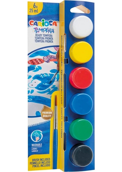 Tempera Süper Yıkanabilir Fırçalı Sulu Boya 6 x 25 ml