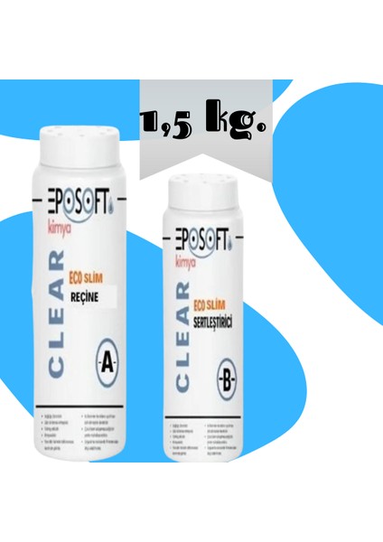 Ecosilim ECO1000 Şeffaf Epoksi Reçine Ince Döküm 1,5 kg