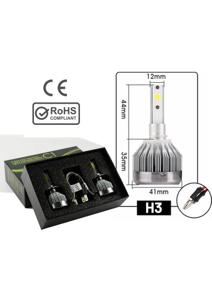 C1 LED Xenon Far Ampülü H3 Beyaz