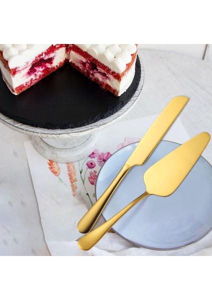 Çelik Gold Pasta Spatula Bıçak Seti Kek Sunum CIN512SR fiyatları