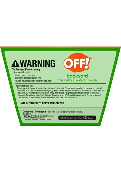 Off Citronella Tabletop Bucket Sinek Kovucu Mum 652 gr