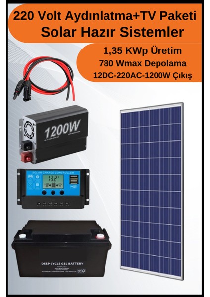 N&D Lighting Tv+Aydınlatma Venti Solar Paket 220 Volt -1,35KWP