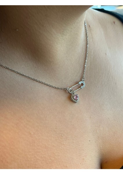 Pembe Kalp Kolye