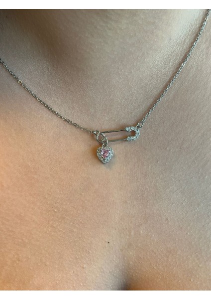 Pembe Kalp Kolye