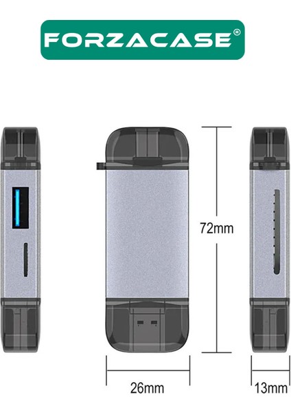 USB 3.0 Type C Micro USB Kart Okuyucu 3in1 USB Otg Sd/tf - FC447 fiyatları