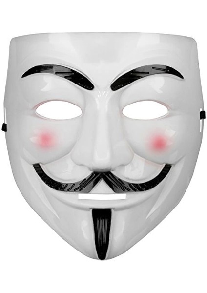 Beyaz Renk Pembe Yanaklı Ithal V For Vendetta Maskesi