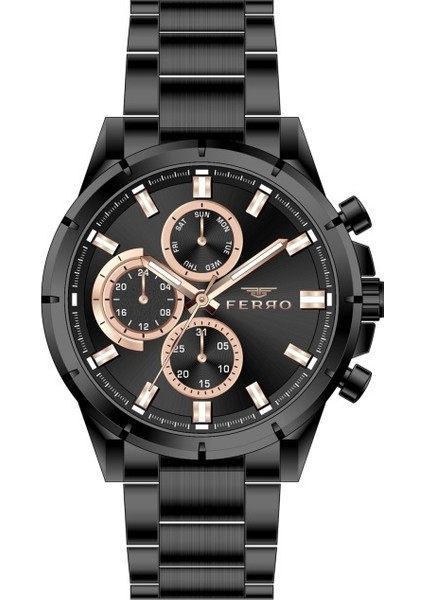 FM31461A-G Quartz Çelik Siyah 45 mm Fonksiyonları Aktif Erkek Kol Saati