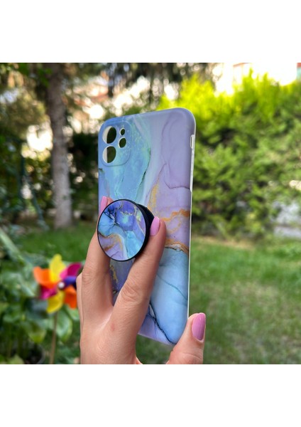 iPhone 11 Mor Mermer Görünümlü Kılıf