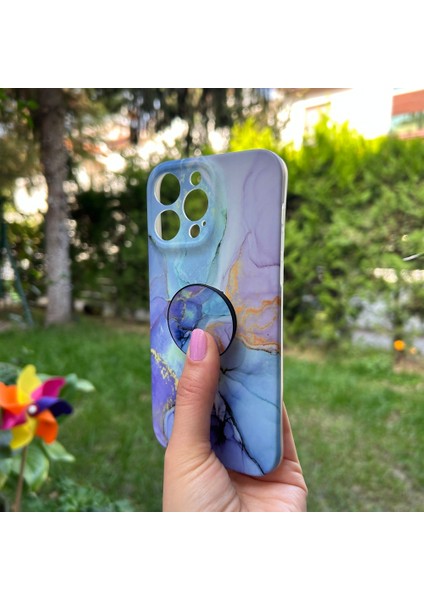 iPhone 14 Pro Max Mor Mermer Görünümlü Kılıf