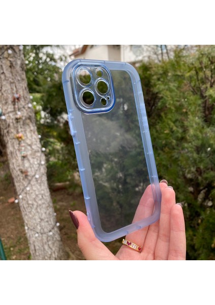 iPhone 13 Pro Max Mavi Şeffaf Silikon Kılıf