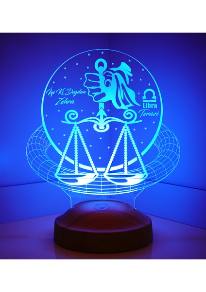 Kişiye Özel Terazi Burcu 3 Boyutlu LED Lamba indirimleri
