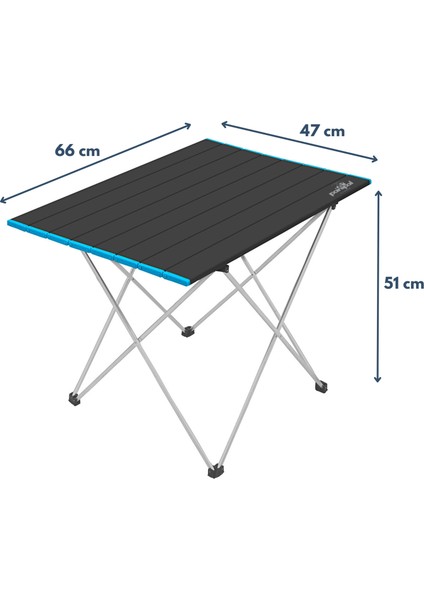 Alüminyum, Katlanabilir Kamp ve Piknik Masası, Omuz Askılı Çantasıyla M47X66X51 cm