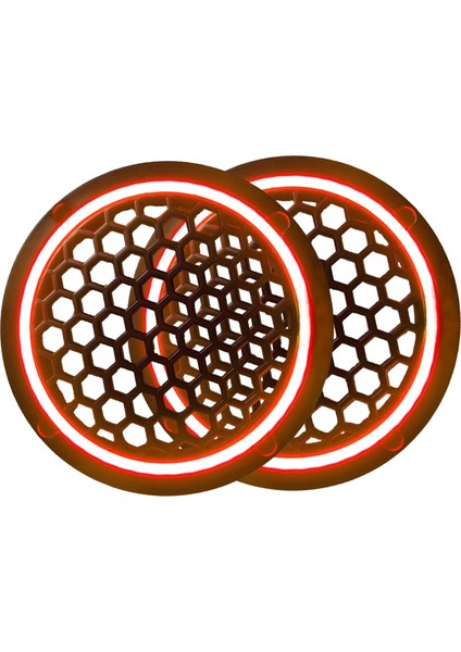 Neon Işıklı 16 cm Hoparlör ve Midrange Kapağı - 2 Adet - Kırmızı