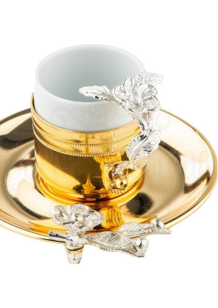 Nikel Japon Gülü Baton Tepsi + 6'lı Çizgili Kahve Fincanı Altın fiyatları