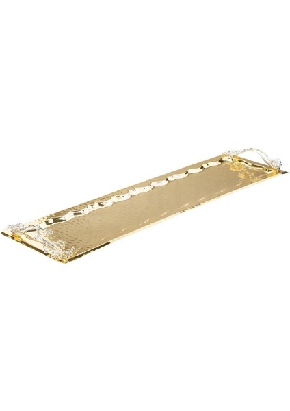 Nikel Japon Gülü Baton Tepsi + 6'lı Çizgili Kahve Fincanı Altın modelleri