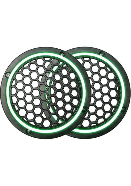 Neon Işıklı 16 cm Hoparlör ve Midrange Kapağı - 2 Adet - Yeşil
