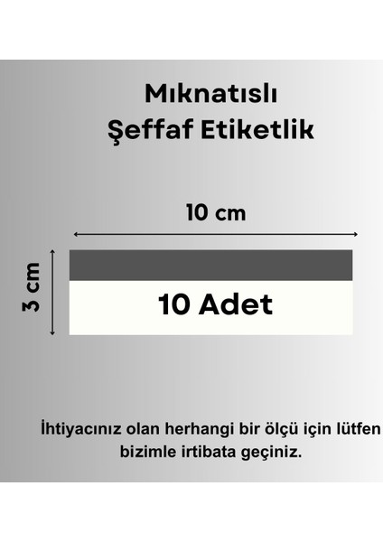 Şeffaf Etiket 10 Adet Pvc Magnet Etiketlik 10x3 cm Mıknatıslı Raf Etiket Cebi Şeffaf Ürün Etiketliği Isimlik Mıknatıslı Etiketlik Cep