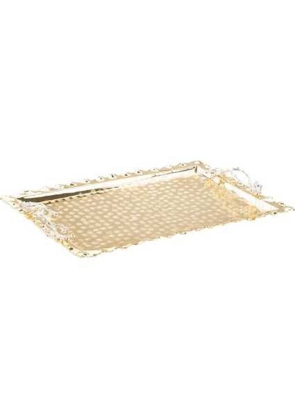 Nikel Japon Gülü Dikdörtgen Tepsi + 6'lı Kahve Fincanı Altın fiyatları