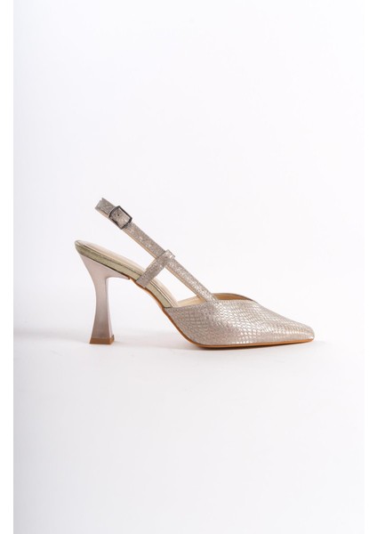 Parpar Altın Dore Kadeh Topuklu Stiletto Abiye Ayakkabı